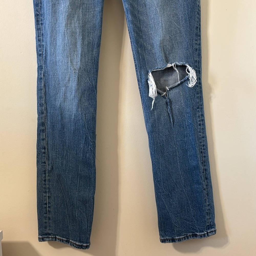 Abercrombie & Fitch The 90s Slim Straight Ultra High Rise Distressed Jean Sz 28 - Picture 3 of 10